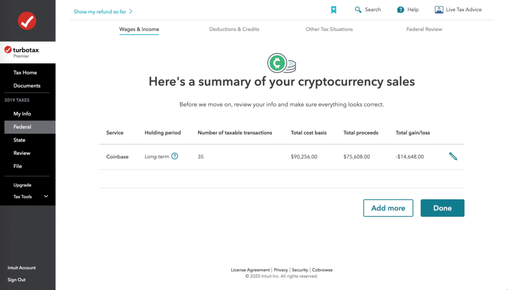 report crypto turbotax