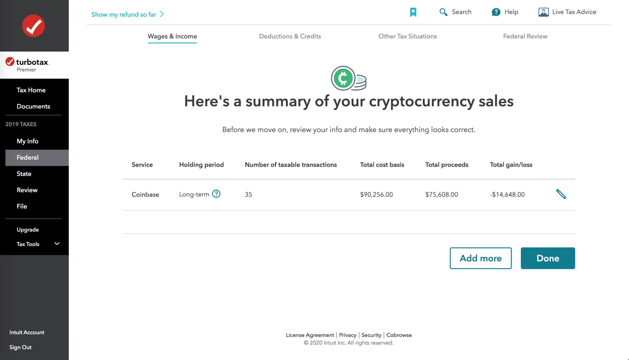 turbo tax crypto currency filing