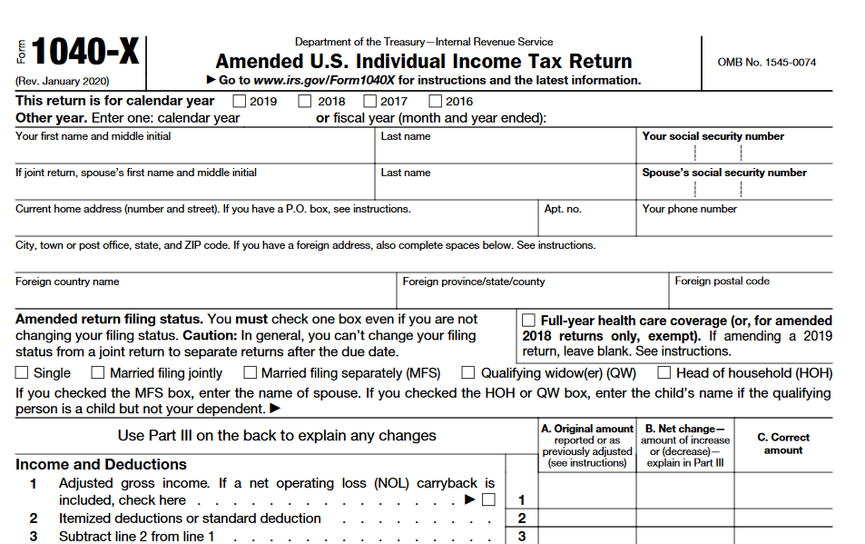 How to file an amended tax return ledgible